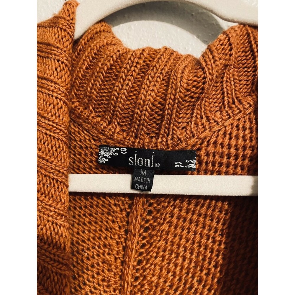 Slonl Ruffle Wool Blend Rust Cardigan Sweater - Picture 5 of 11